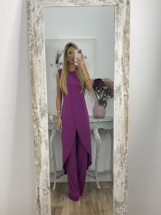 GIULIA - Completo top e pantaloni ultra morbidi multicolor