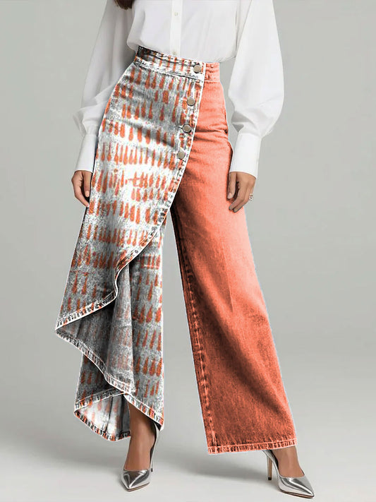 ADRANO - Jeans vintage multicolor a vita alta e gamba larga