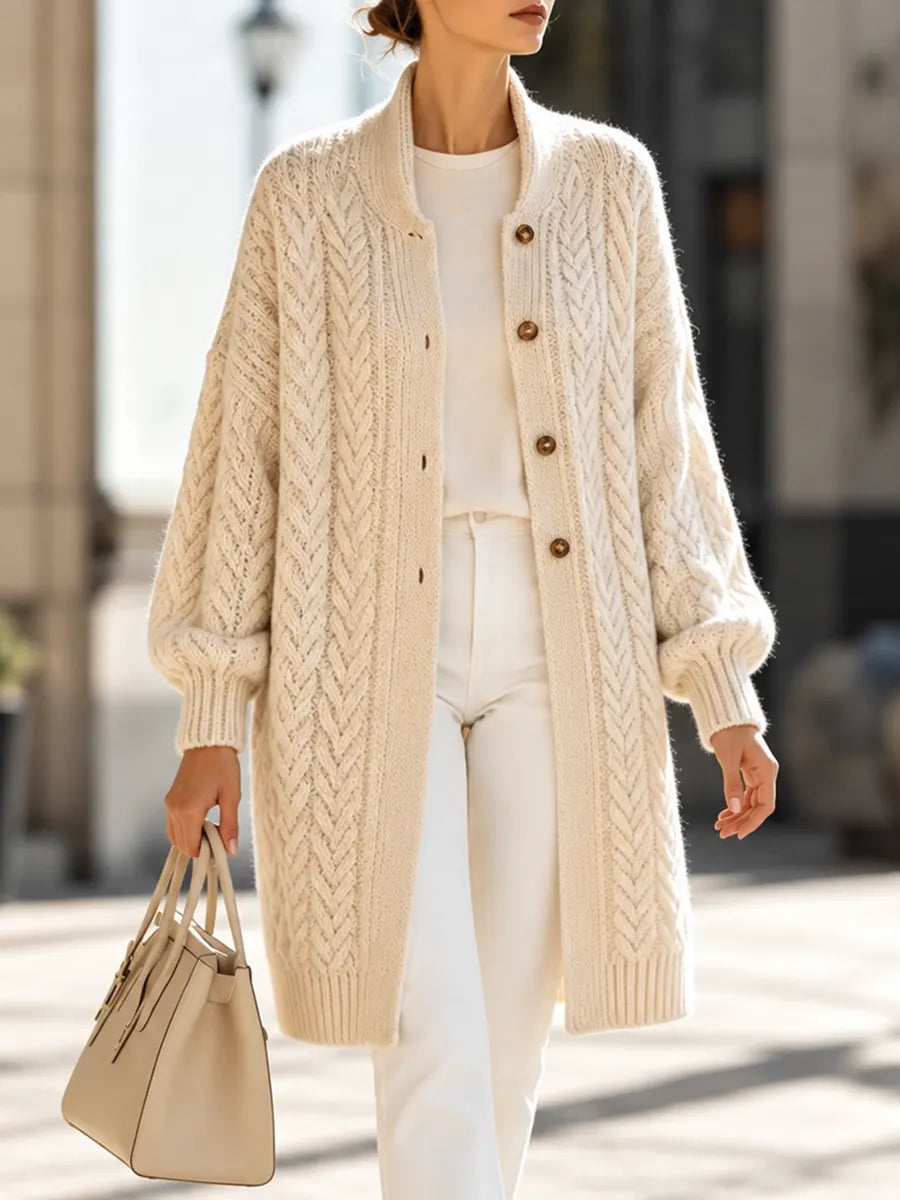 PRUDENZA - Cardigan lungo a trecce in maglia vintage