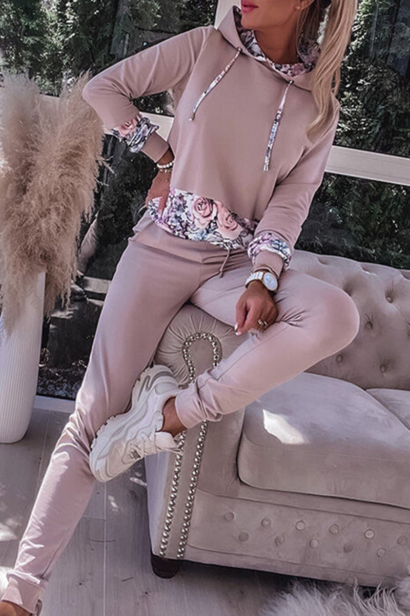 VIVERONE - Set due pezzi rosa con cappuccio e stampa a contrasto