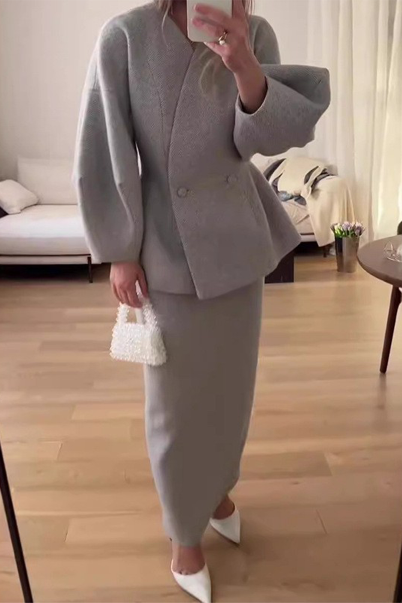 GIULIA - Set due pezzi lattiginoso o grigio argento elegante