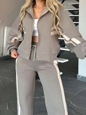 TILDE - Completo sportivo2 pezzi con zip e pantaloni wide-leg