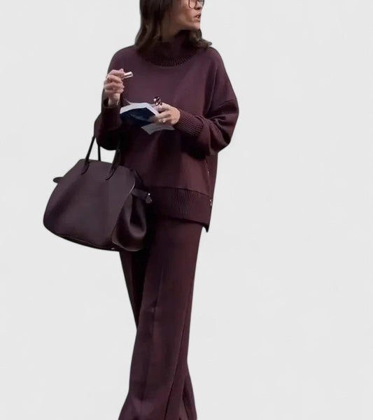 GIULIA - Completo due pezzi relaxed bordeaux e beige