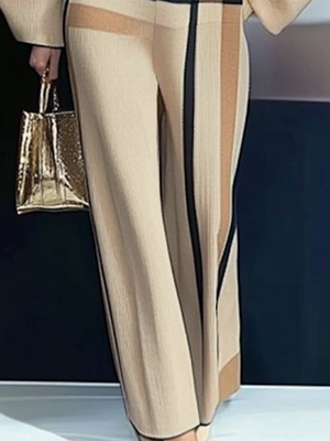 VERGIATE - Pantaloni palazzo casual a righe color kaki