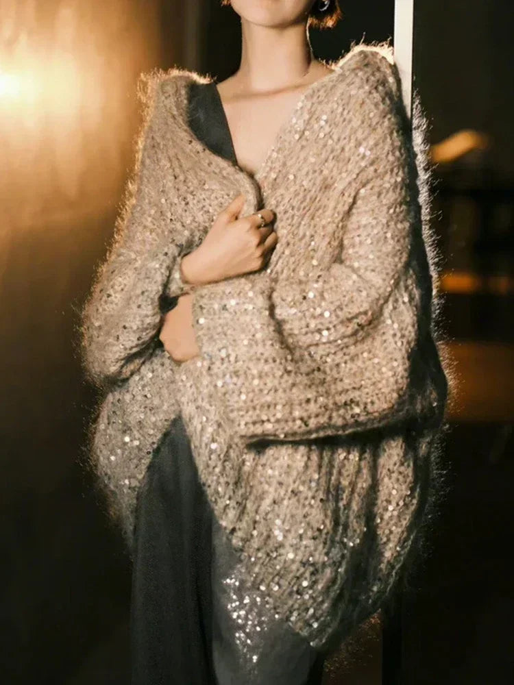 MARRAKECH - Cardigan con cappuccio e dettagli glitter