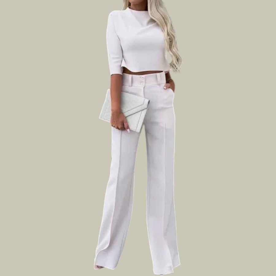 TICINETO - Set due pezzi con top corto e pantaloni ampi