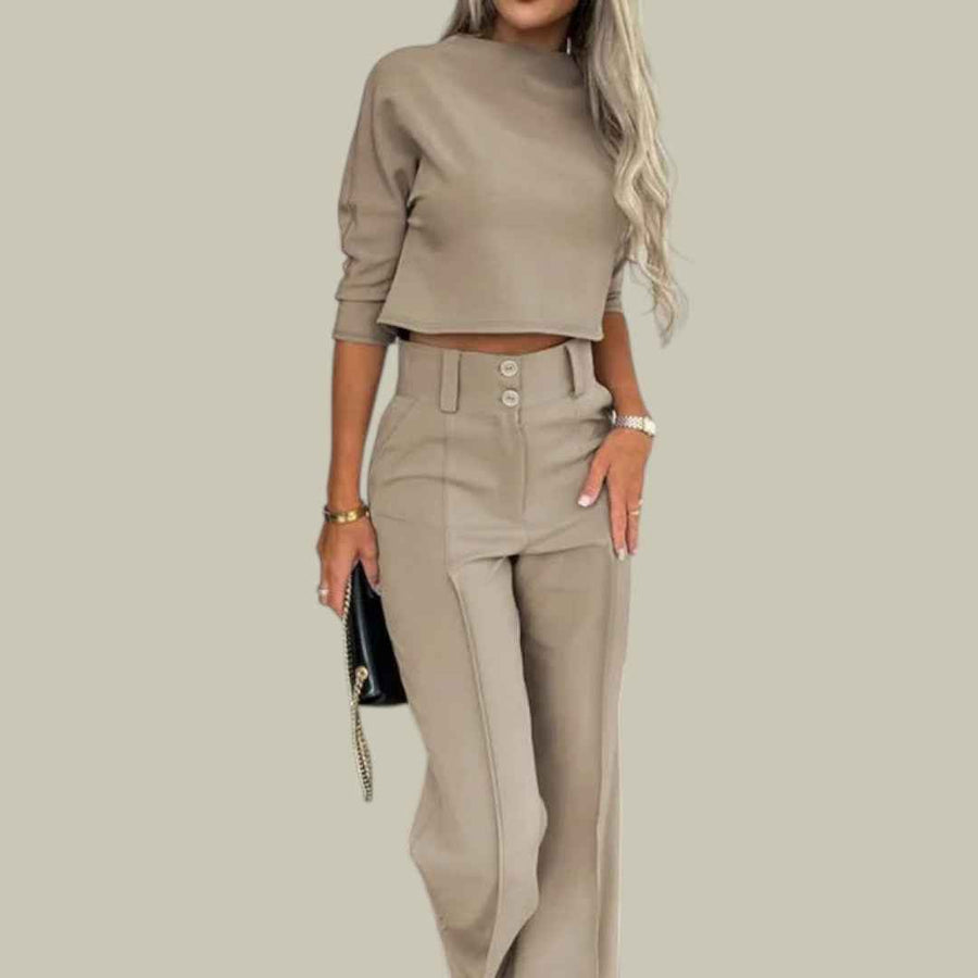 TICINETO - Set due pezzi con top corto e pantaloni ampi