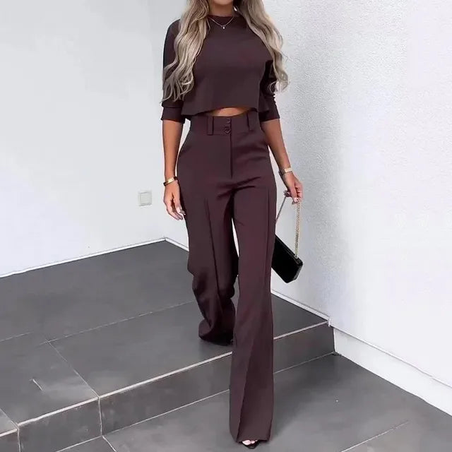 BAGNONE - Set due pezzi in pantaloni eleganti autunnali da donna