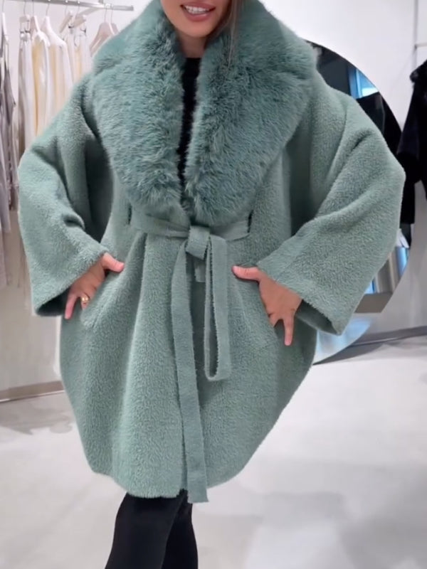 TOLFA - Abito cappotto con maxi collo soffice per uscite chic ✨