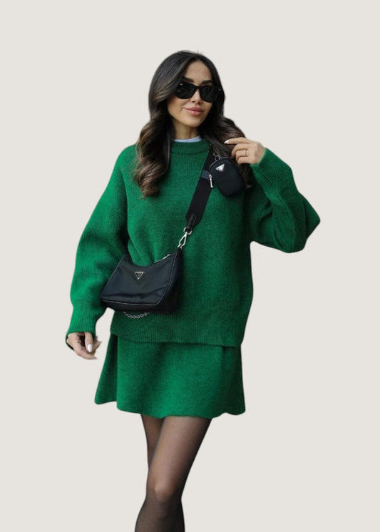 BIANCA - Set Maglieria Morbida Verde Granata Nero Grigio