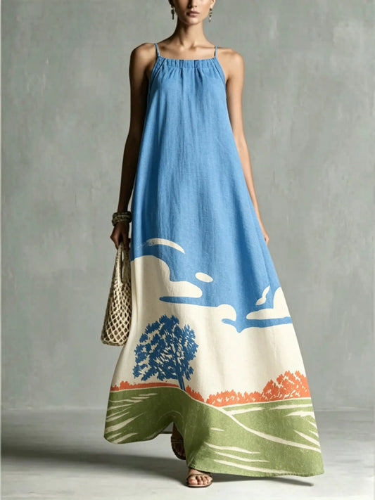CETRARO - Maxi dress plissettato romantico