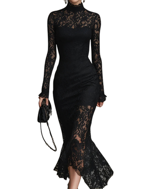 BEATRICE - Maxi Dress in Pizzo Nero
