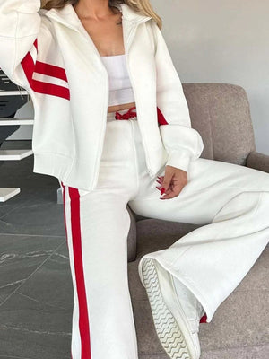 TILDE - Completo sportivo2 pezzi con zip e pantaloni wide-leg