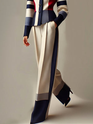 FOLLONICA - Pantaloni Wide Leg Color Block Urban