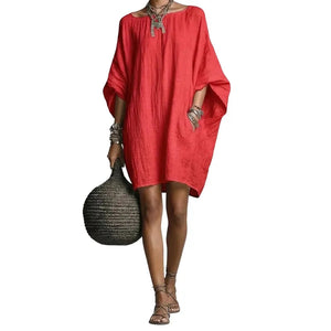 LUCIA - Abito midi scollo Bardot morbido multicolore