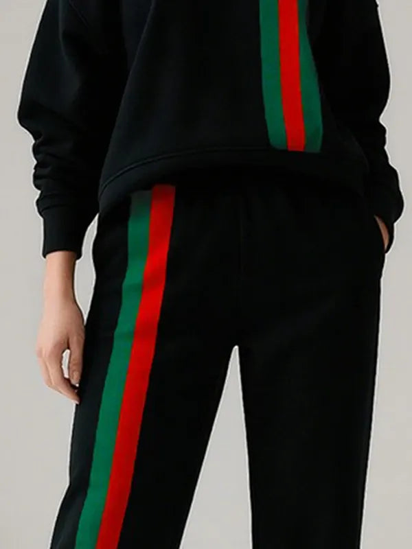 Contrast Color Striped Casual Pants Bottoms Trousers