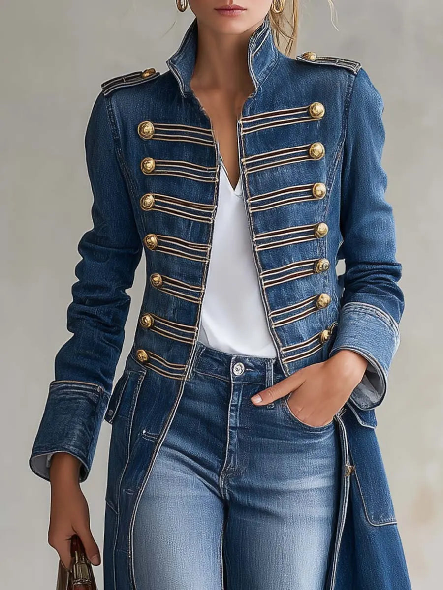 LONGOBUCCO - Cappotto lungo in denim effetto vintage