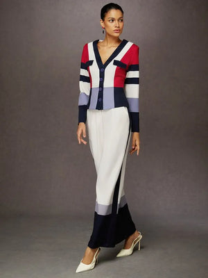 FOLLONICA - Pantaloni Wide Leg Color Block Urban