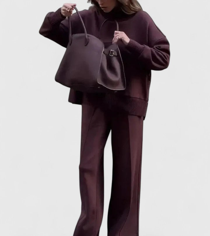 GIULIA - Completo due pezzi relaxed bordeaux e beige