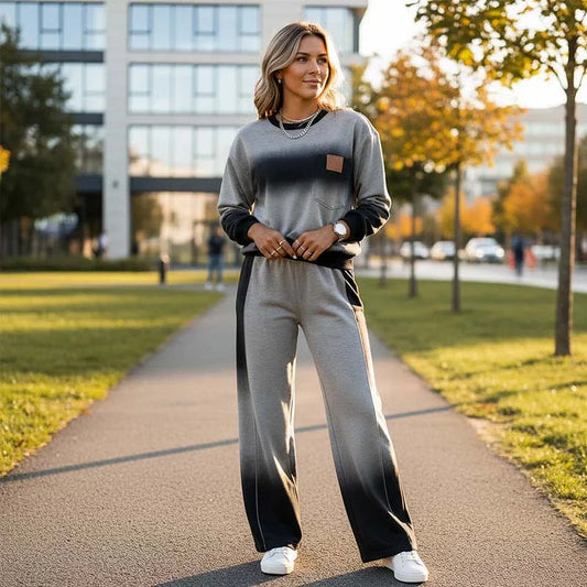 GIULIA - Completo donna top e pantaloni casual sfumato
