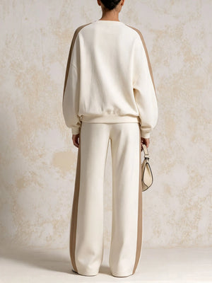 MANTA - Completo Loungewear Bianco con Top e Pantaloni Ampi