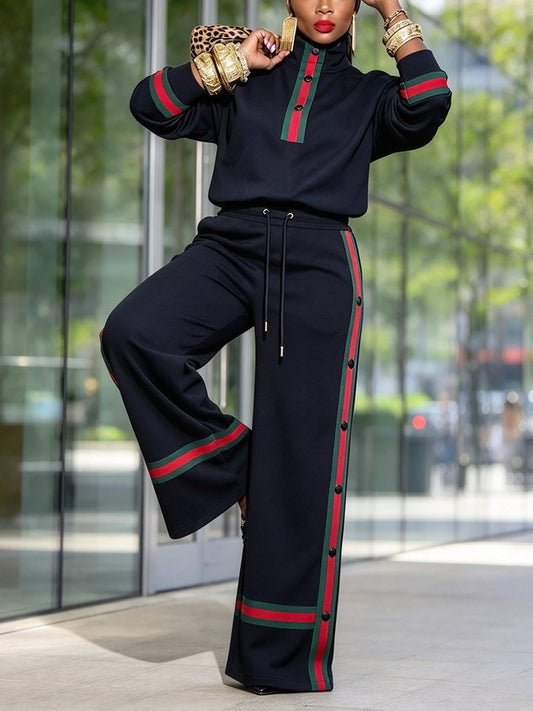 GEMMA - Felpa nera color block con collo alto