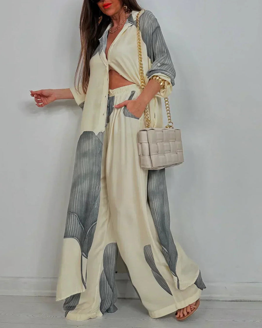 ALESSIA - Set due pezzi patchwork multicolore pantaloni ampi
