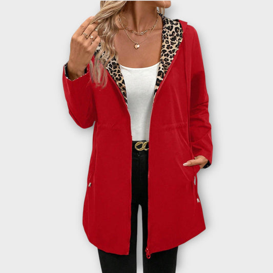GARLATE - Cappotto Reversibile con Cappuccio e Stampa Leopardo