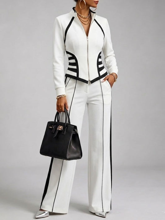 GAVIRATE - Completo nero slim in felpa elasticizzata con zip