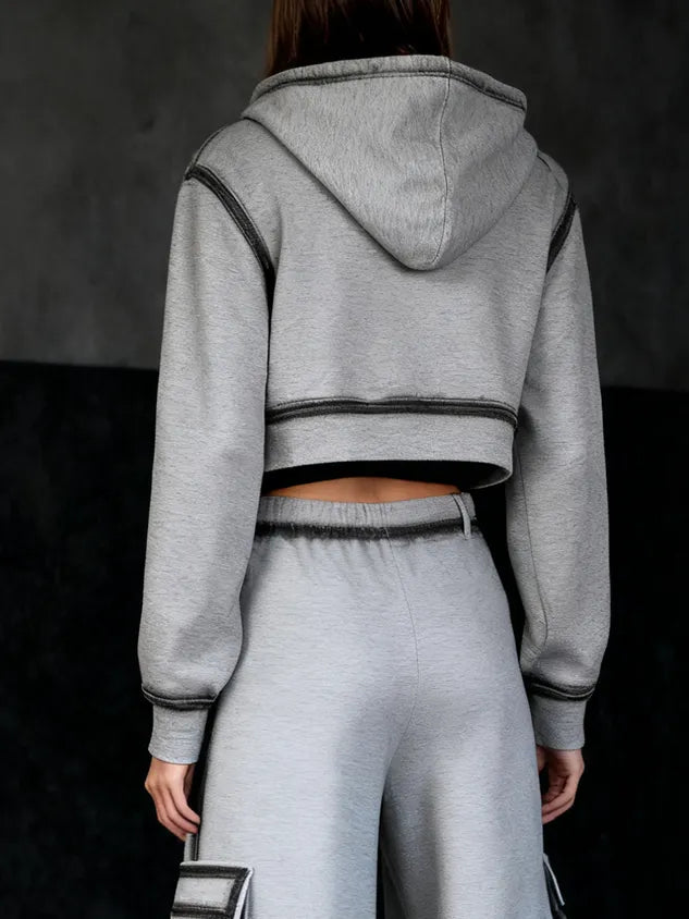 PIA - Giacca con cappuccio sfumata grigia casual