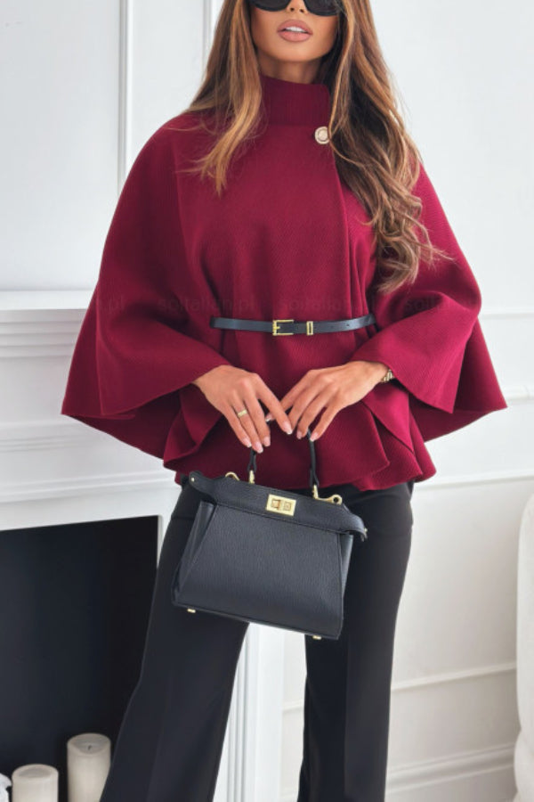PIOZZO - Mantella a poncho con cintura in quattro colori