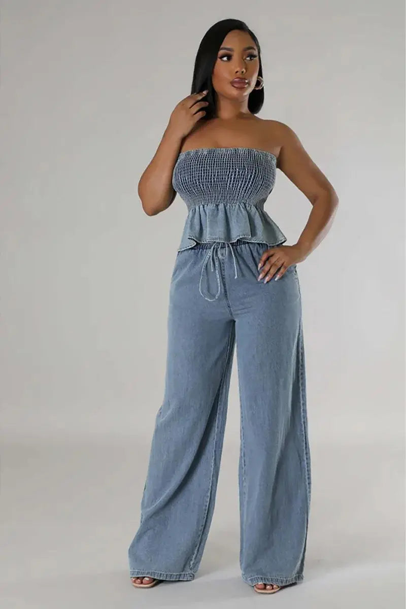 ISABELLA - COMPLETO DUE PEZZI IN DENIM BLU