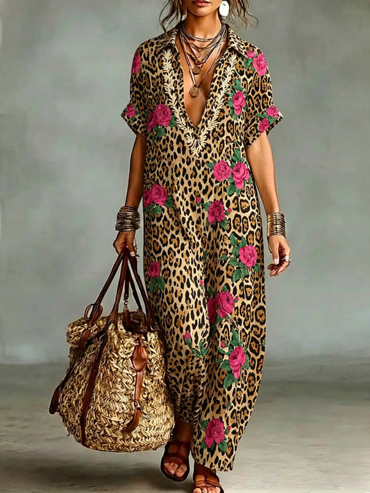 SARACENA - Maxi dress boho in cotone e lino