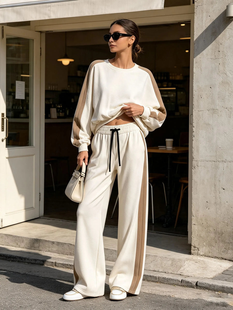 POSITANO - Set due pezzi fluido con bande laterali per relax chic ✨