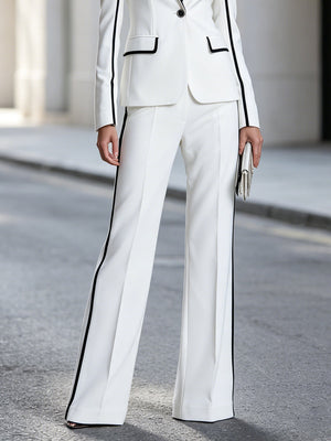 FAUSTINA - Set due pezzi bianco con blazer profilato e pantaloni ampi