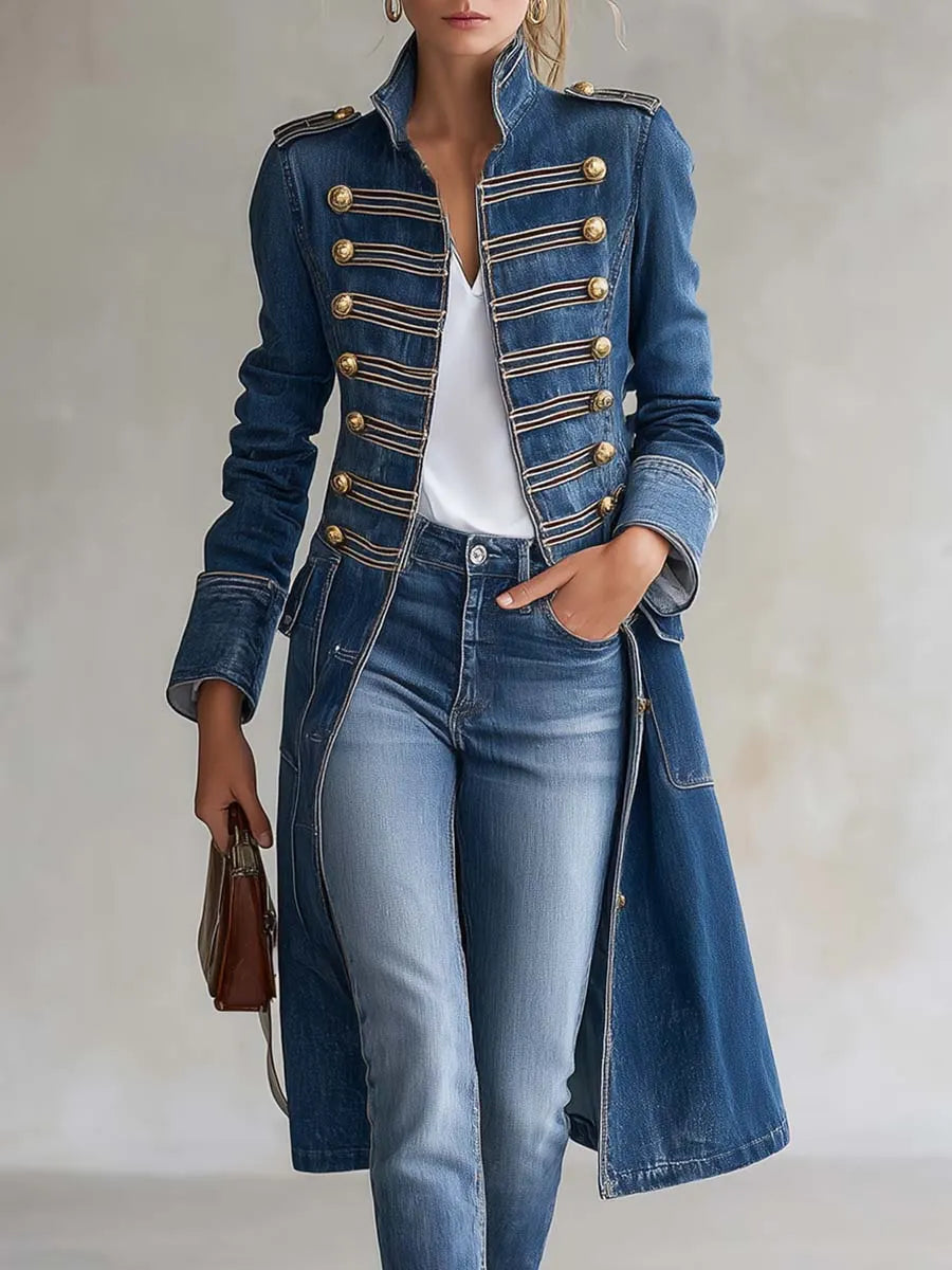 LONGOBUCCO - Cappotto lungo in denim effetto vintage