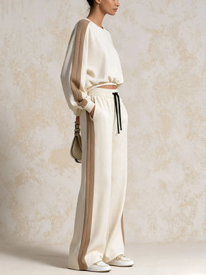 MANTA - Completo Loungewear Bianco con Top e Pantaloni Ampi