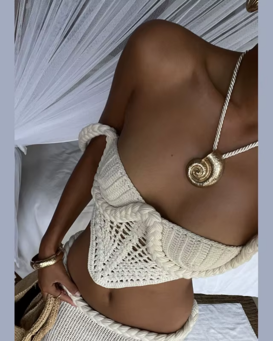 GIULIA - Completo due pezzi in maglia bianco e rosso