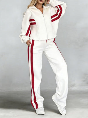 PETRIANO - Completo lino-cotone bicolore con camicia e pantaloni ampi
