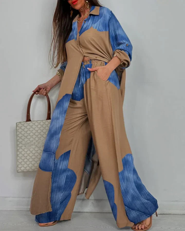 ALESSIA - Set due pezzi patchwork multicolore pantaloni ampi