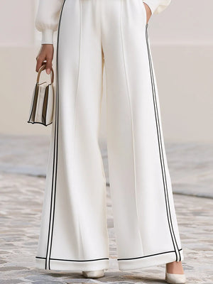 SIENA - Completo bianco con giacca cropped e pantaloni wide leg