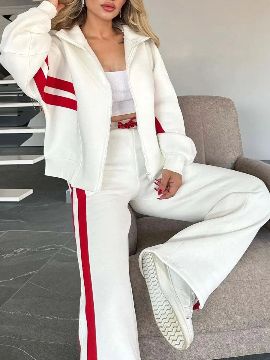 TROVO - Set due pezzi sporty a righe multicolore