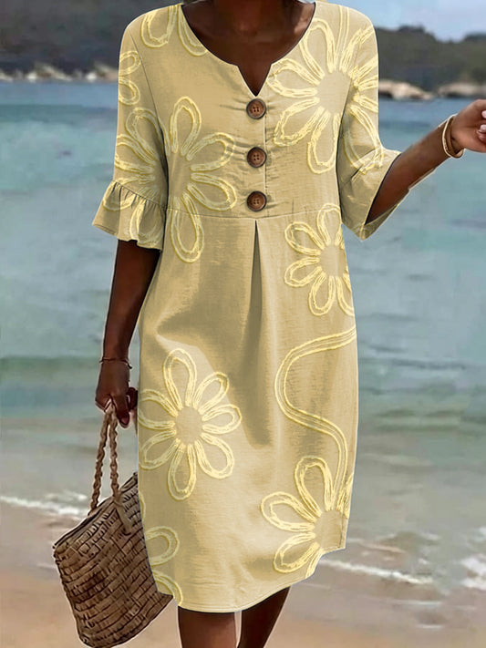 TORCHIARA - Abito midi con volant e scollo a V