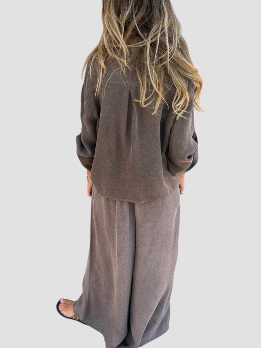 BEATRICE - Coordinato beige, viola e grigio