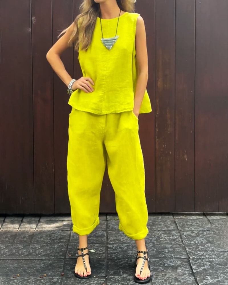 SOFIA - Set casual giallo a due pezzi