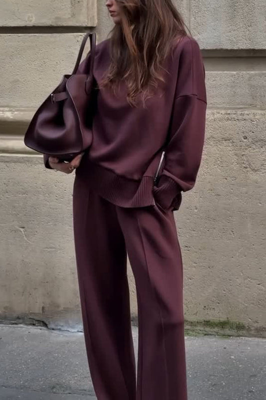 GIULIA - Completo Elegante Donna Rosso Vino e Bianco