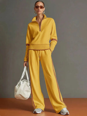 ANDRATE - Set in cotone con felpa mezza zip e pantaloni bicolore