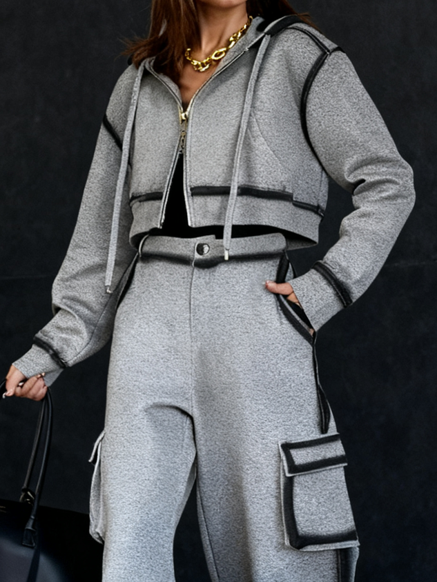 PIA - Giacca con cappuccio sfumata grigia casual