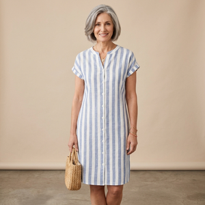 SOFIA - Abito camicia blu a righe