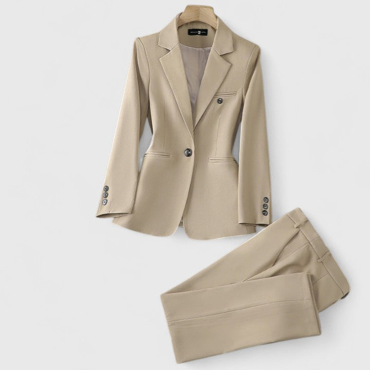 CHIARA - Tailleur blazer e pantaloni elegante in blu, marrone, beige